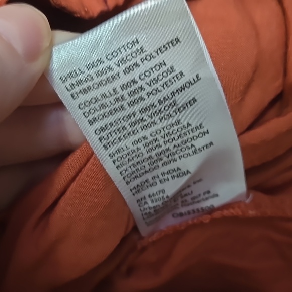 By Anthropologie Embroidered Mini Dress Orange Copper Size Medium Womens Summer - Picture 7 of 8